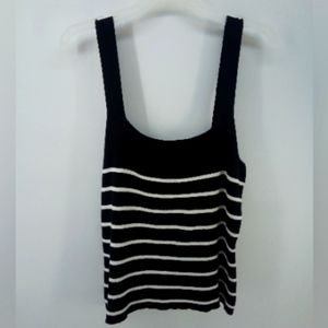 Vintage INC International Concepts Black White Knit Top 100% Cotton Hong Kong